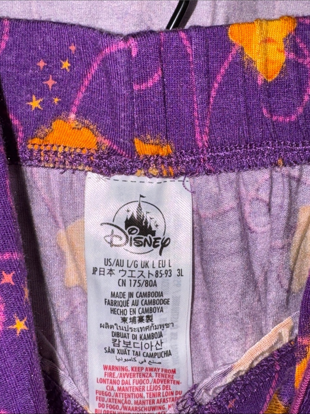 Disney “Wish” Purple and Orange Floral Sleep Top & Shorts Sz Large - Picture 3 of 7